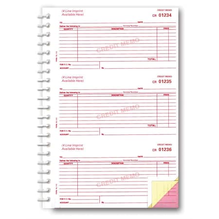 Asp Credit Memo Books (Stock), 7 1/2" X 11" - 3 Part, 1 Book 638